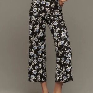 🌼 The Colette Maeve by Anthropologie Floral Wide-Leg Crop Linen Pants - Size 31